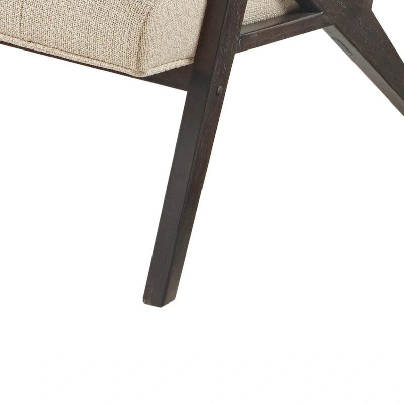 Mid-Century Modern Upholstered Accent Arm Chair with Angled Wood Frame