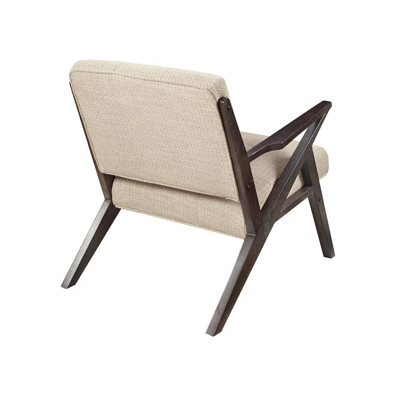 Mid-Century Modern Upholstered Accent Arm Chair with Angled Wood Frame