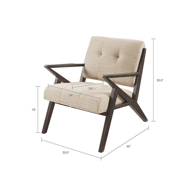 Mid-Century Modern Upholstered Accent Arm Chair with Angled Wood Frame