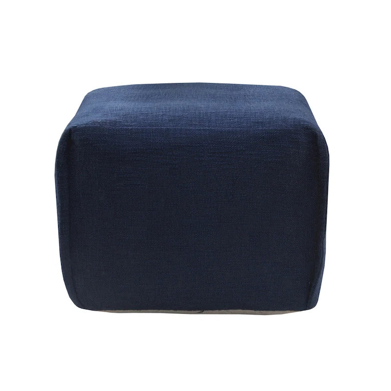 Handcrafted Solid Navy Pleated Pouf