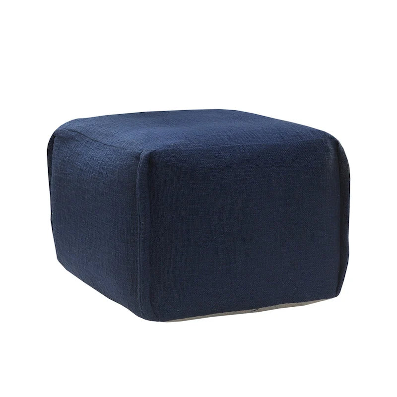 Handcrafted Solid Navy Pleated Pouf