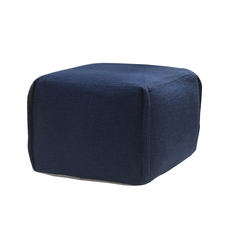 Handcrafted Solid Navy Pleated Pouf
