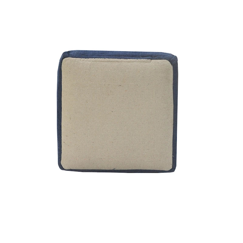 Handcrafted Solid Navy Pleated Pouf