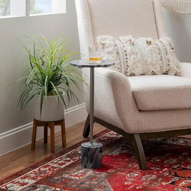 Marble Drink Table with Iron Base