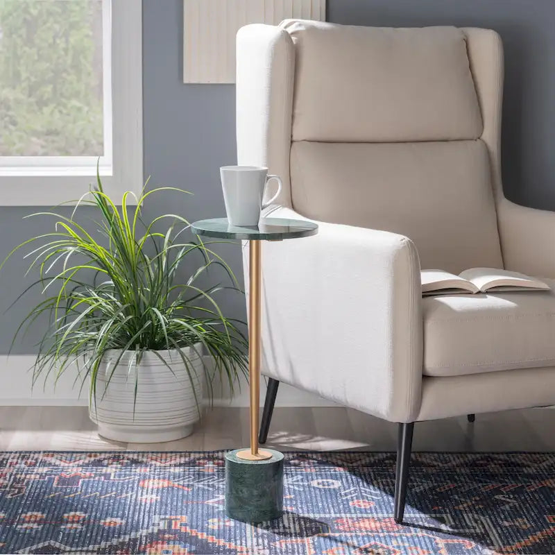Marble Drink Table with Iron Base
