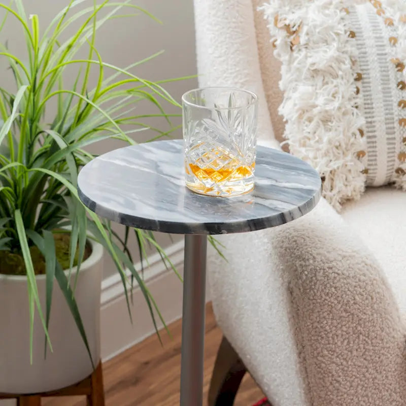 Marble Drink Table with Iron Base