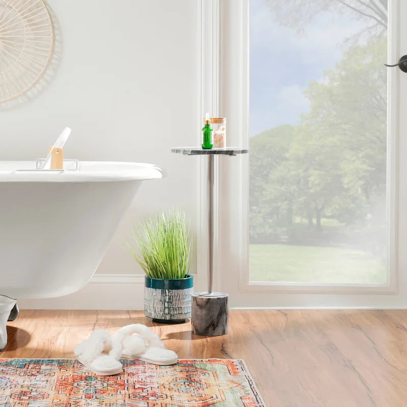 Marble Drink Table with Iron Base