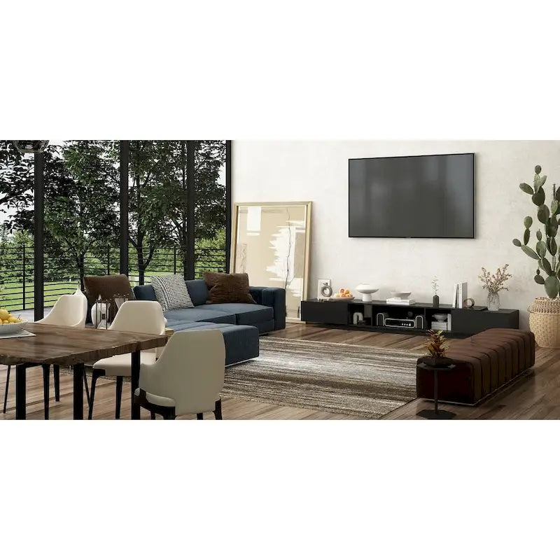 Meuble TV 229 cm avec tiroirs de rangement et gestion des câbles