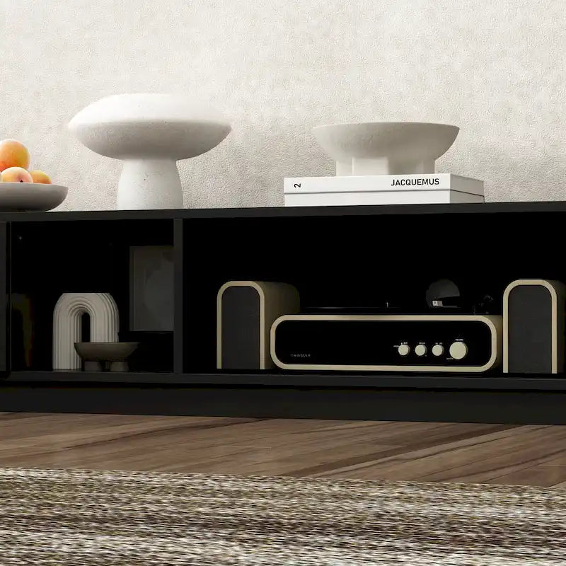 Meuble TV 229 cm avec tiroirs de rangement et gestion des câbles