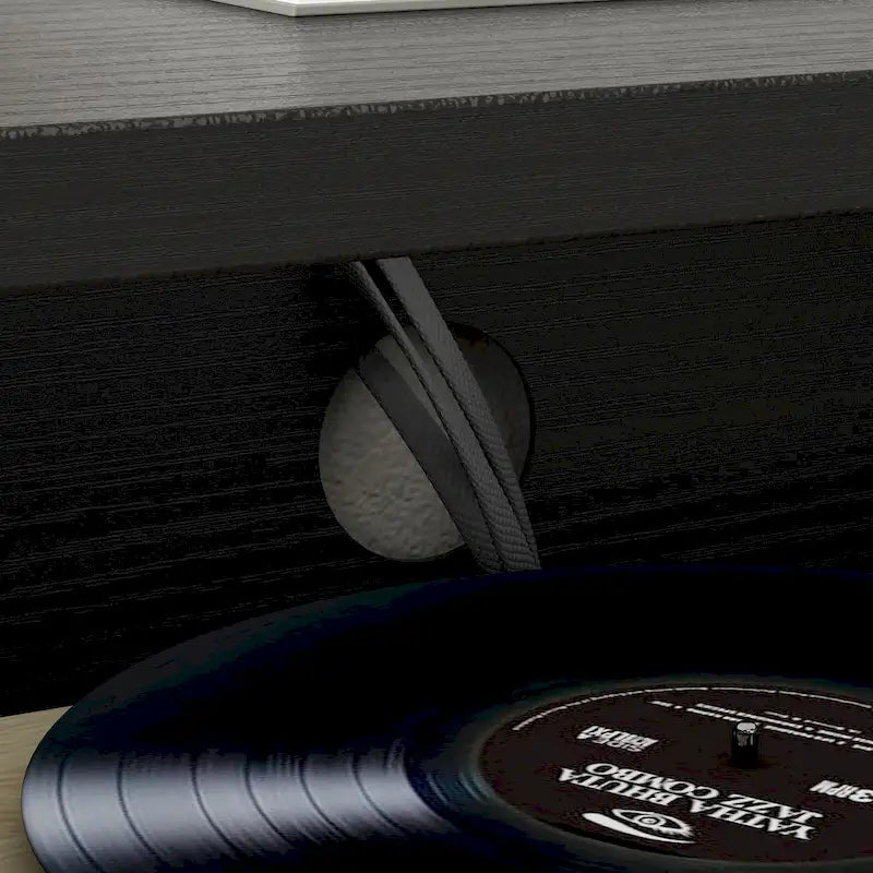 Meuble TV 229 cm avec tiroirs de rangement et gestion des câbles