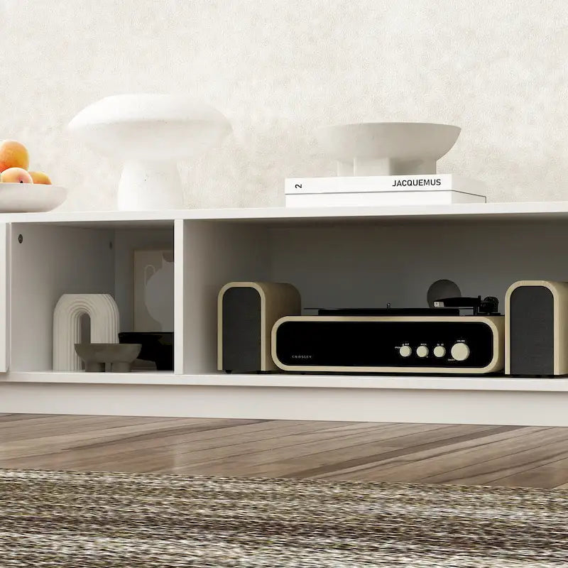 Meuble TV 229 cm avec tiroirs de rangement et gestion des câbles