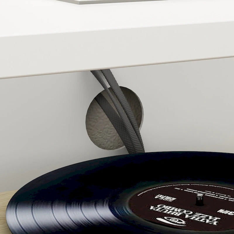 Meuble TV 229 cm avec tiroirs de rangement et gestion des câbles