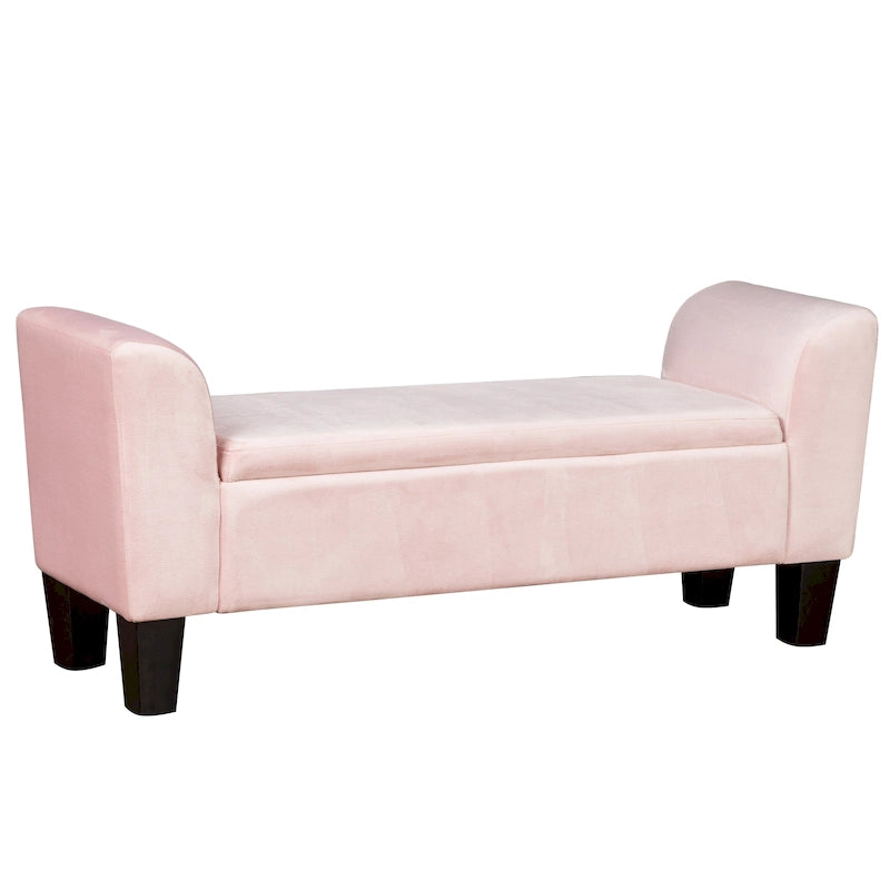 Mila Velvet Ottoman Bench with Storage - 16.5L x 55W x 23H