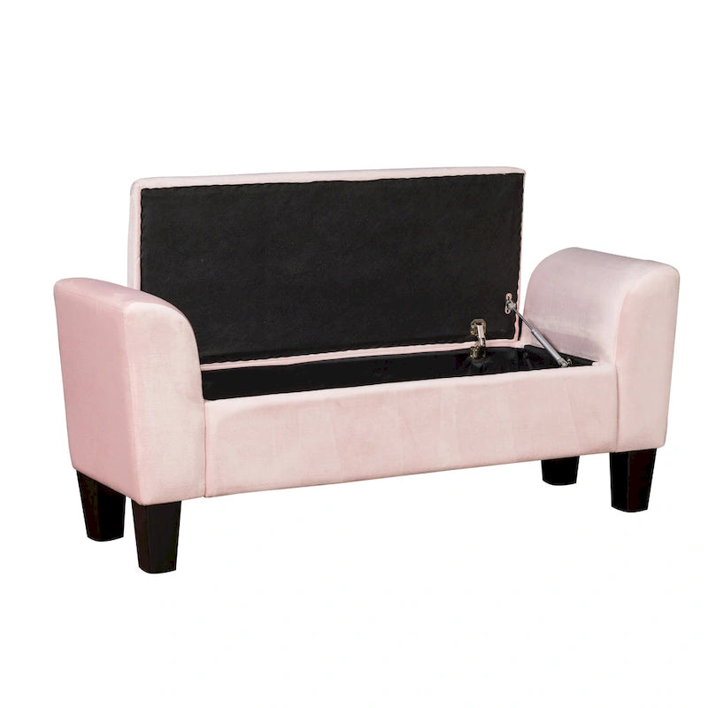 Mila Velvet Ottoman Bench with Storage - 16.5L x 55W x 23H