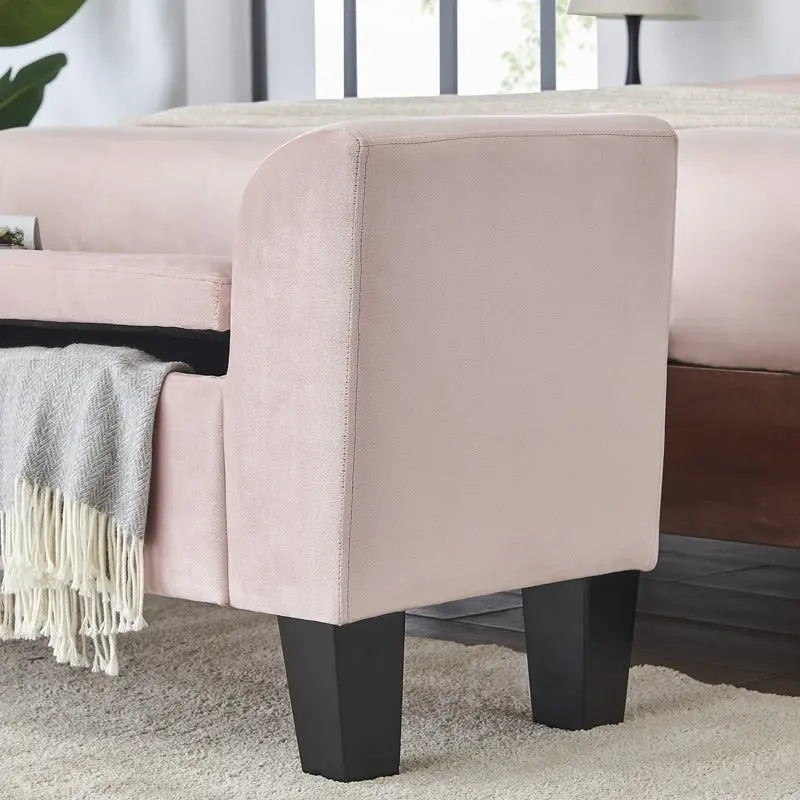 Mila Velvet Ottoman Bench with Storage - 16.5L x 55W x 23H