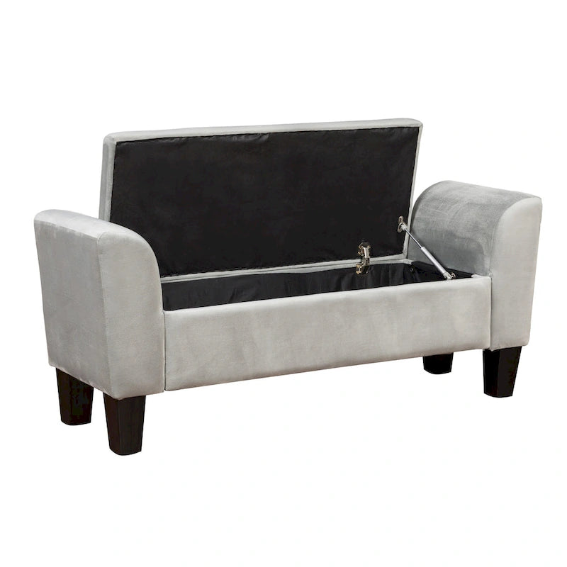Mila Velvet Ottoman Bench with Storage - 16.5L x 55W x 23H