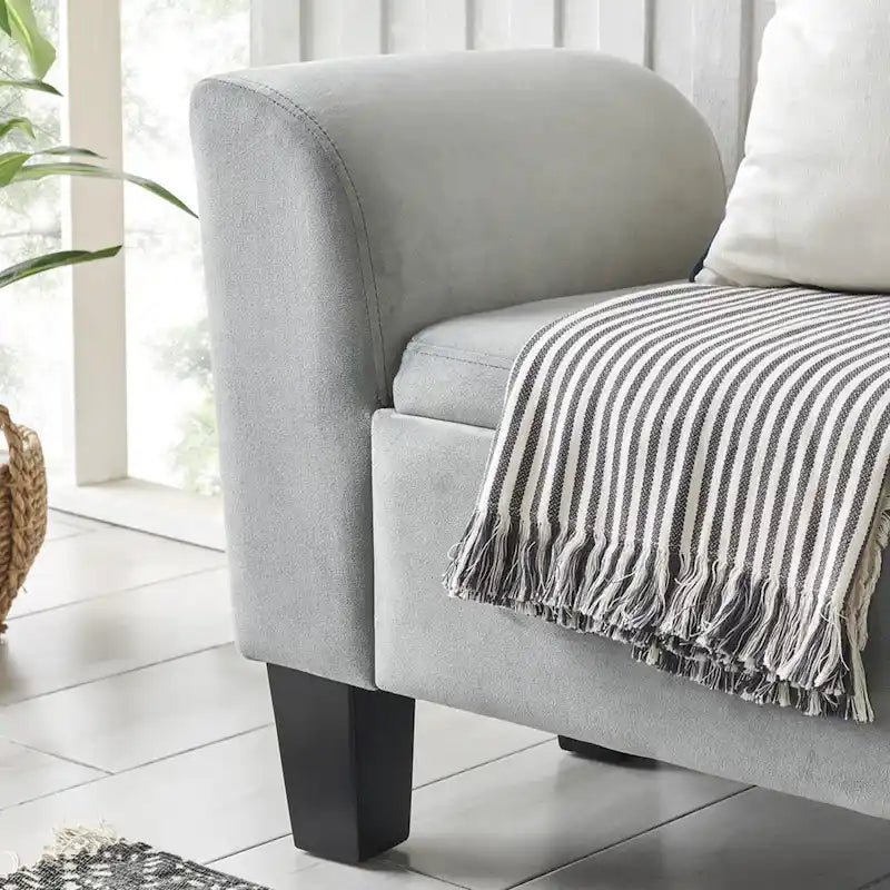 Mila Velvet Ottoman Bench with Storage - 16.5L x 55W x 23H