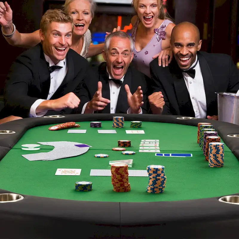 8-Player Foldable Game Poker Table with Cup Holders