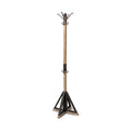 Lamda 22 x 75 Black Metal and Light Brown Wood Coat Rack - 22.0L x 22.0W x 74.5H