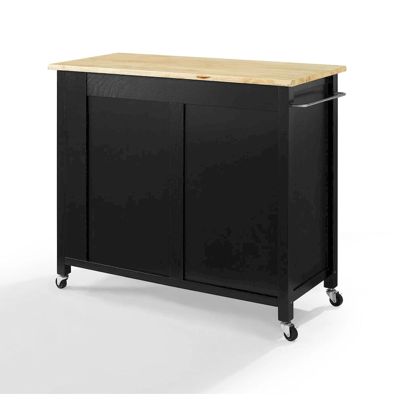 Full-Size Wood-Top Rolling Kitchen Cart - 37H x 42W x 18.25D