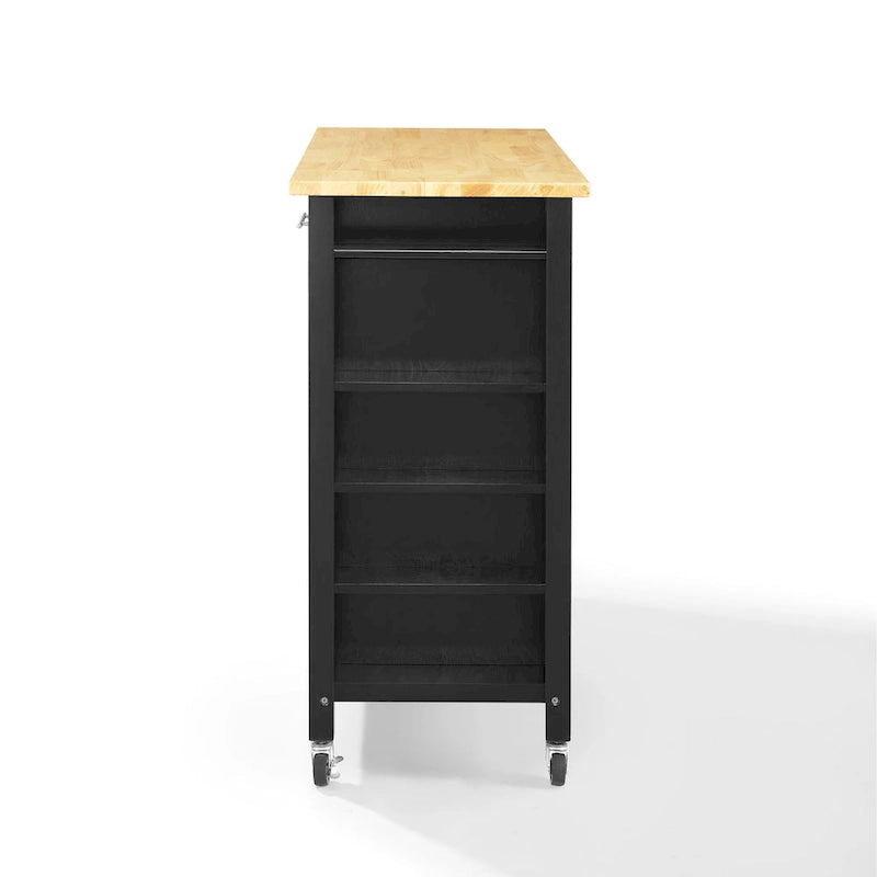 Full-Size Wood-Top Rolling Kitchen Cart - 37H x 42W x 18.25D