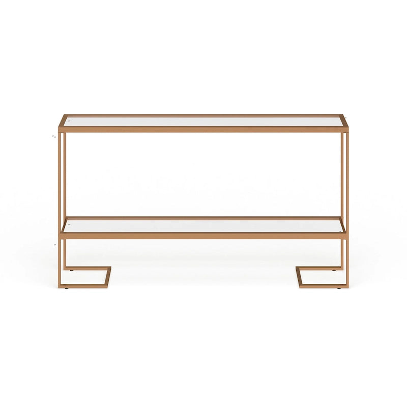 Gold Matte Finish Console Table with Tempered Glass Top