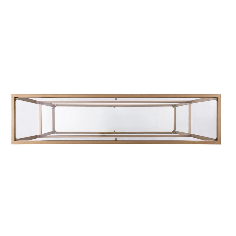 Gold Matte Finish Console Table with Tempered Glass Top