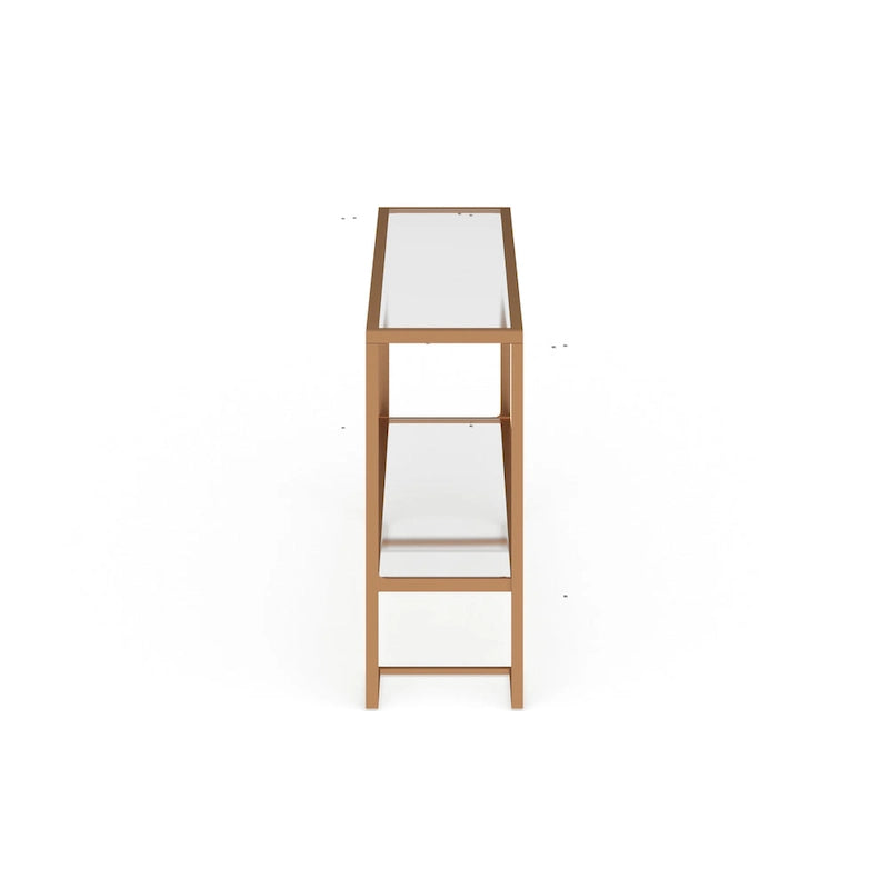 Gold Matte Finish Console Table with Tempered Glass Top