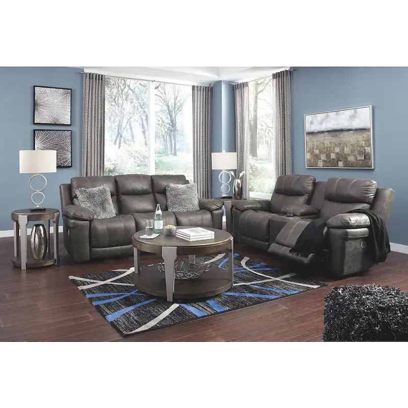 Contemporary Power Reclining Sofa with Adjustable Headrest - Midnight