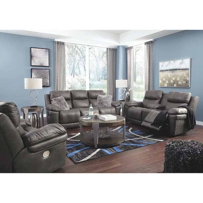 Contemporary Power Reclining Sofa with Adjustable Headrest - Midnight