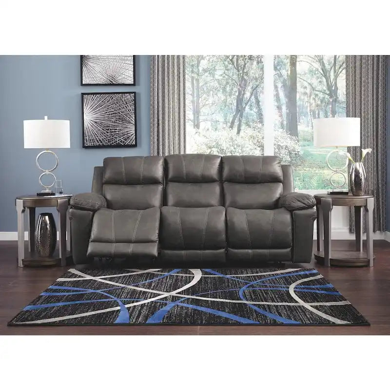 Contemporary Power Reclining Sofa with Adjustable Headrest - Midnight