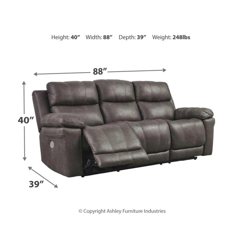 Contemporary Power Reclining Sofa with Adjustable Headrest - Midnight