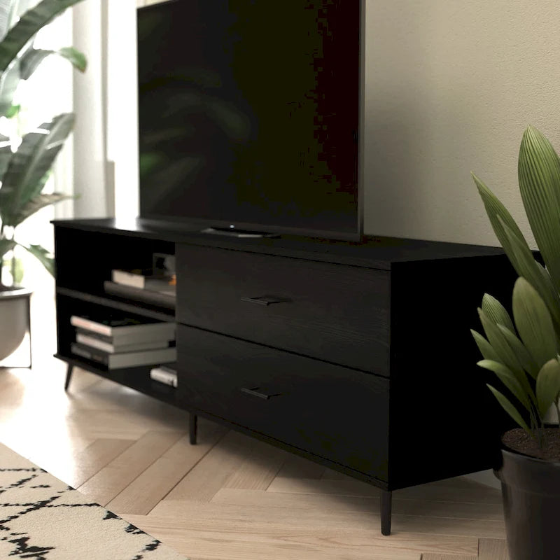 Meuble TV pour téléviseurs jusqu'à 60 pouces avec étagère réglable et tiroirs de rangement