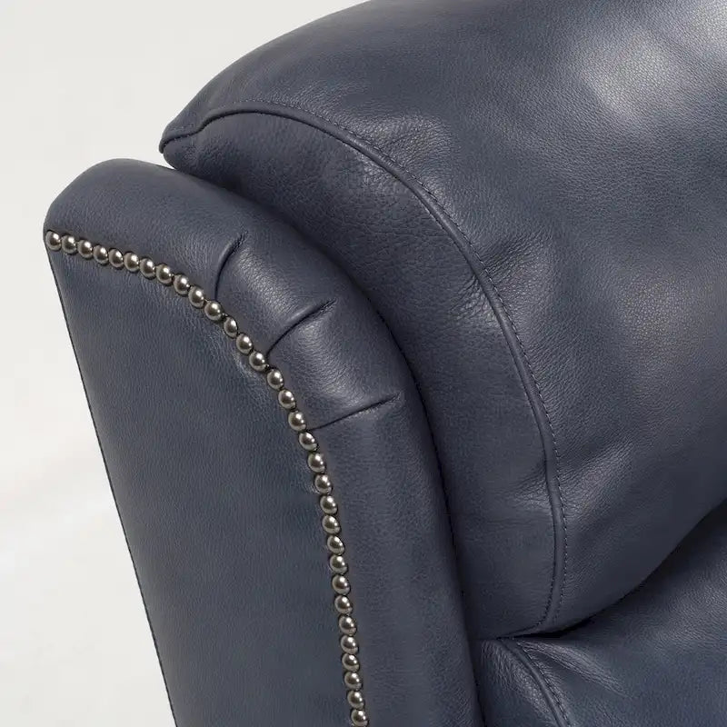 Genuine Leather Nailhead Trim Recliner Dual Power Home Theatre Power Recliner Chair with USB Port