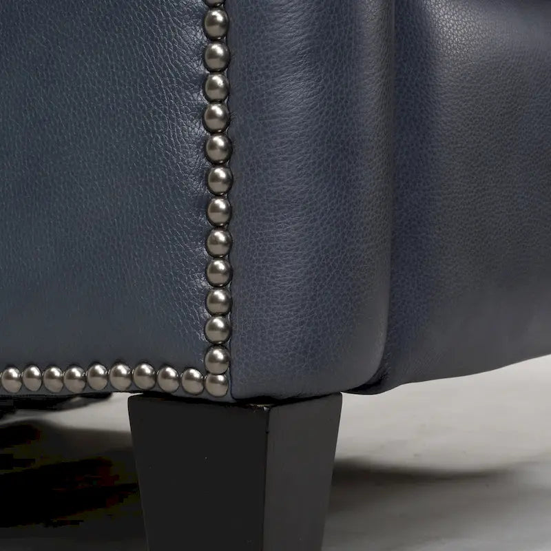 Genuine Leather Nailhead Trim Recliner Dual Power Home Theatre Power Recliner Chair with USB Port