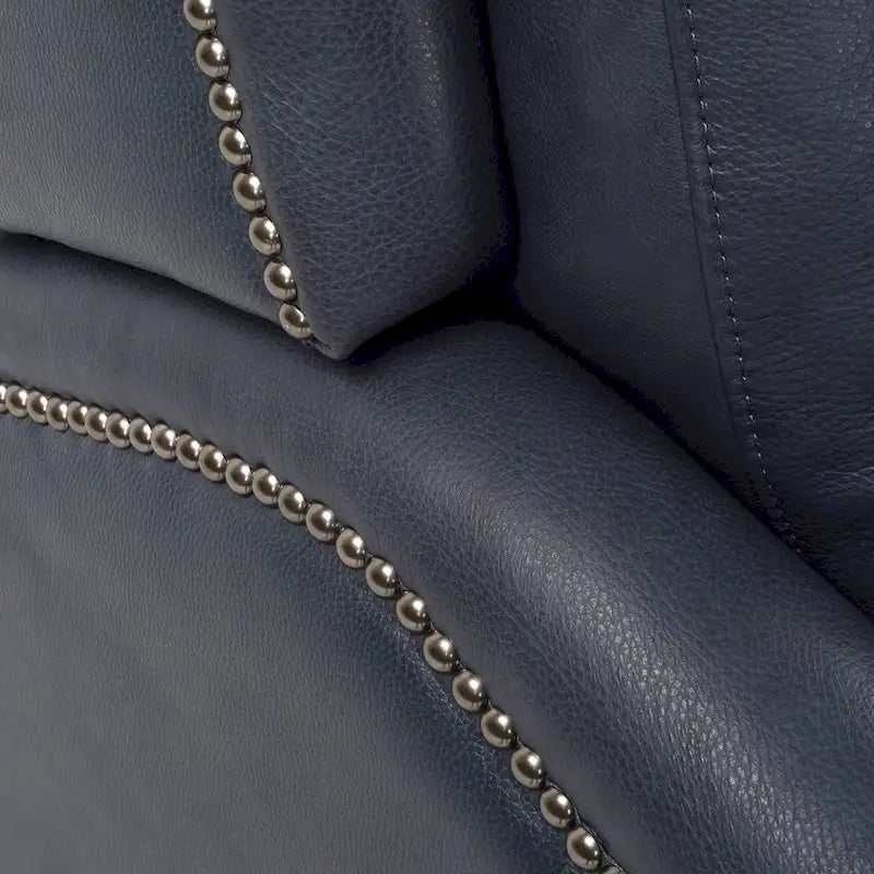 Genuine Leather Nailhead Trim Recliner Dual Power Home Theatre Power Recliner Chair with USB Port