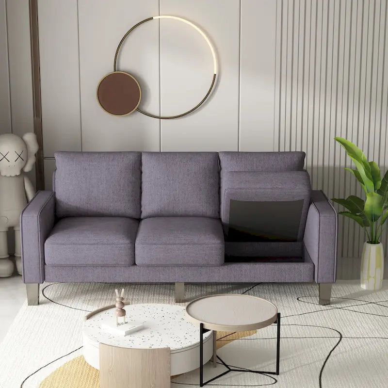 Modern Living Room Furniture Sofa in Beige Fabric 2+3