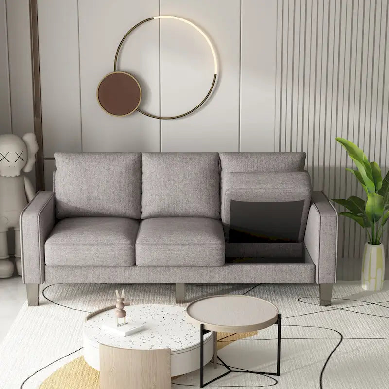 Modern Living Room Furniture Sofa in Beige Fabric 2+3