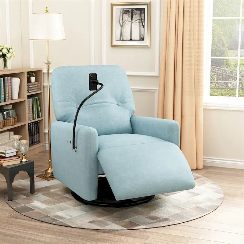 270 Degree Swivel Electric Recliner with a Phone Holder