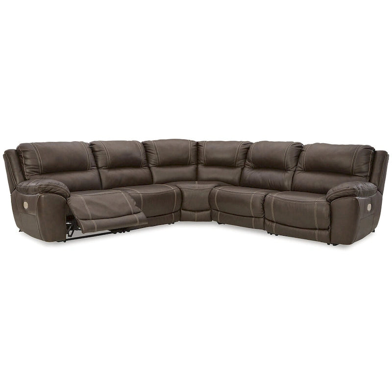 Brown 5-Piece Power Reclining Sectional - 123W x 123D x 43H
