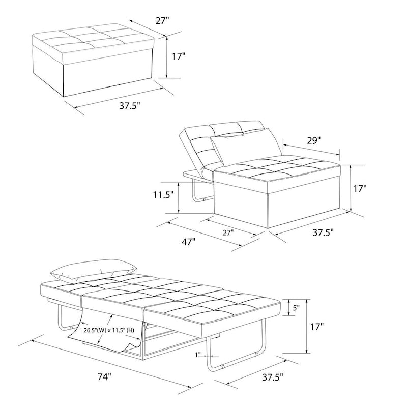 4-in-1 Convertible Lounger Ottoman Sofa Chair