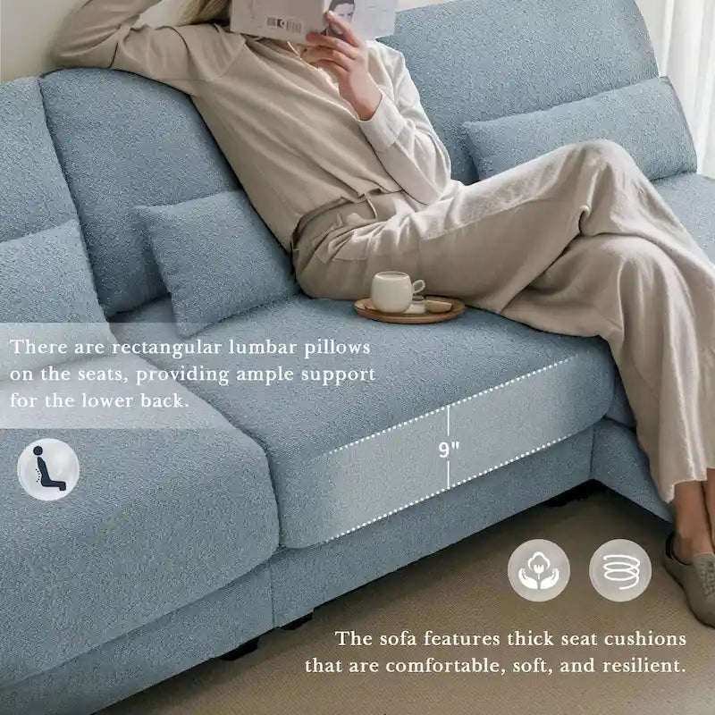 Oversized Deep Seat Sectional Sofa with Reversible Chaise,Convertible L-shaped Couch,Blue