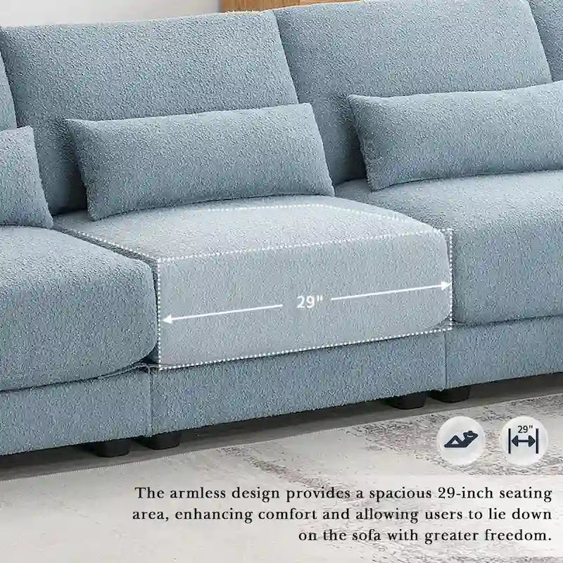 Oversized Deep Seat Sectional Sofa with Reversible Chaise,Convertible L-shaped Couch,Blue
