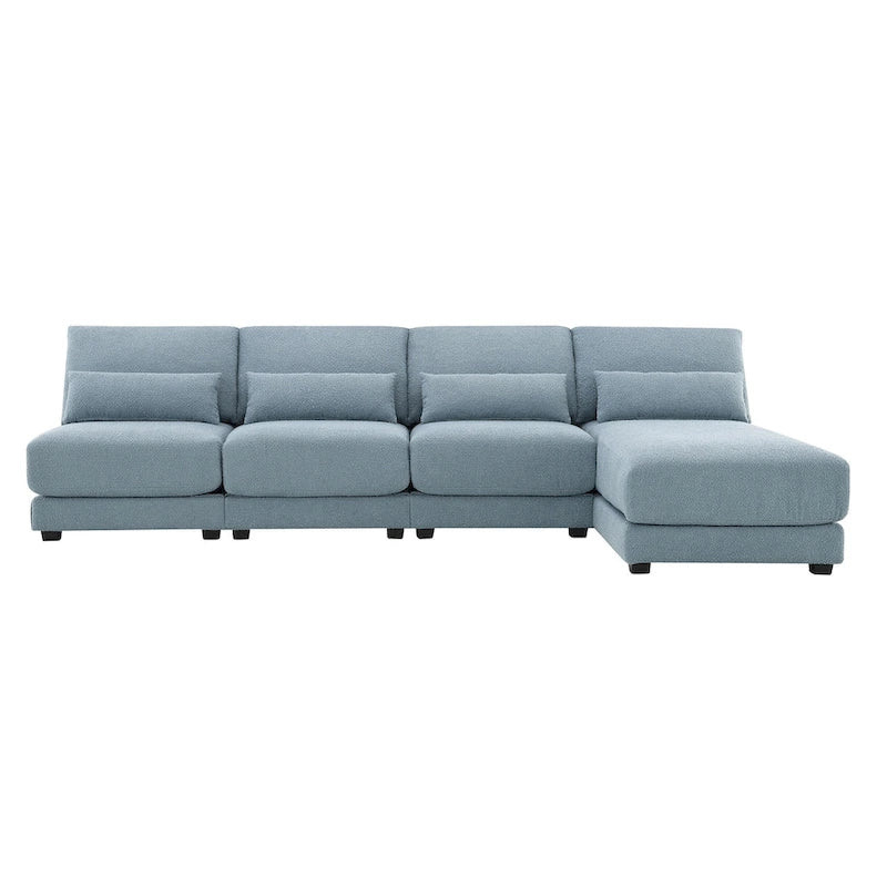 Oversized Deep Seat Sectional Sofa with Reversible Chaise,Convertible L-shaped Couch,Blue
