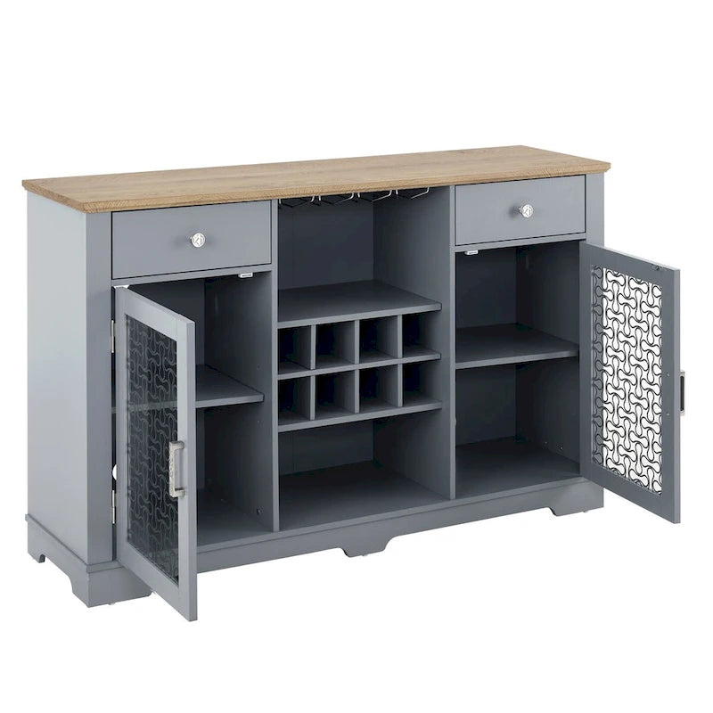 Sideboard with 2 Drawers and Elegant Glass Door Cabinets