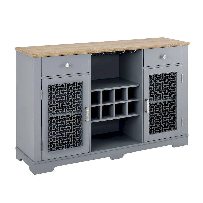 Sideboard with 2 Drawers and Elegant Glass Door Cabinets