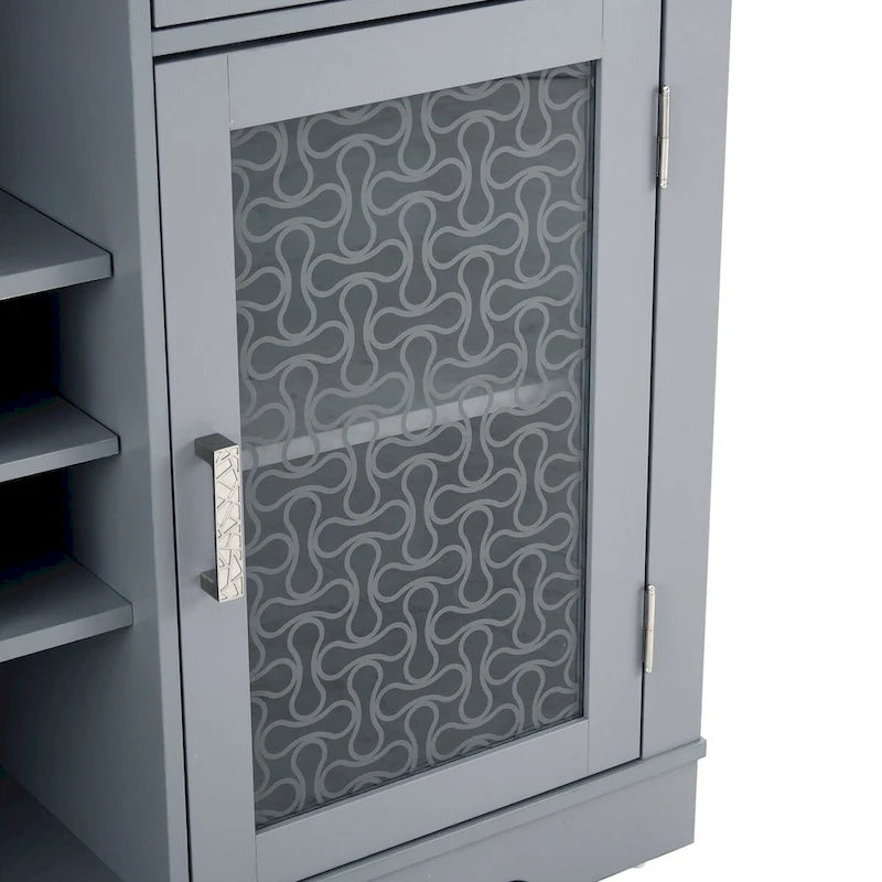 Sideboard with 2 Drawers and Elegant Glass Door Cabinets