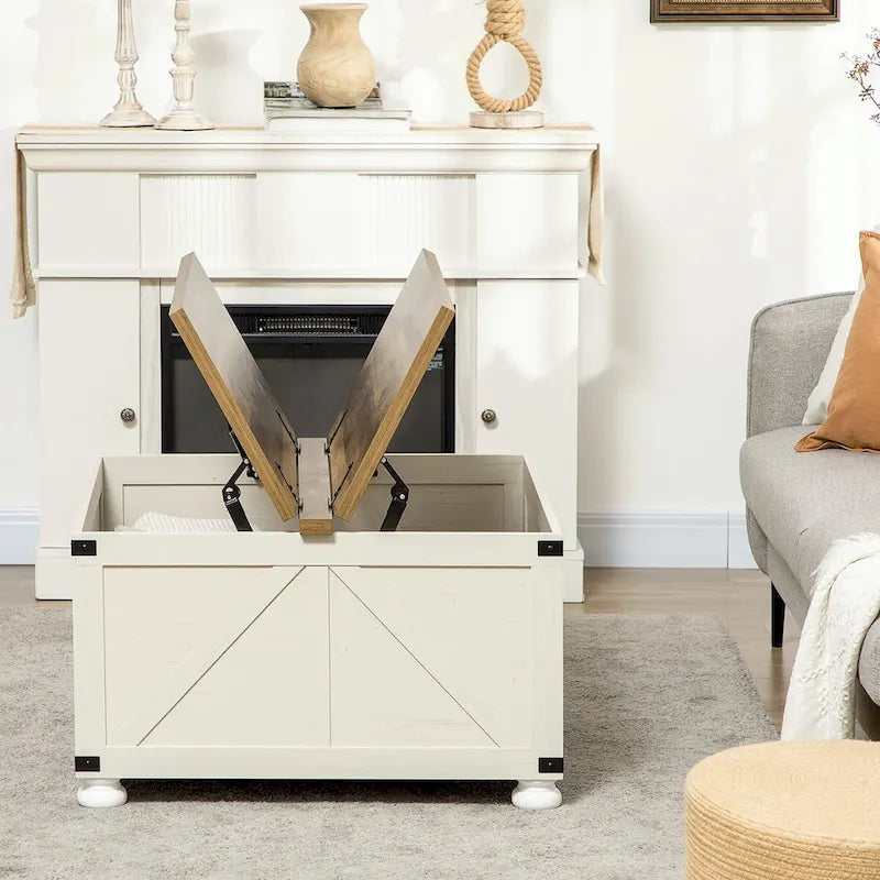 Farmhouse Large Square Coffee Table with Storage