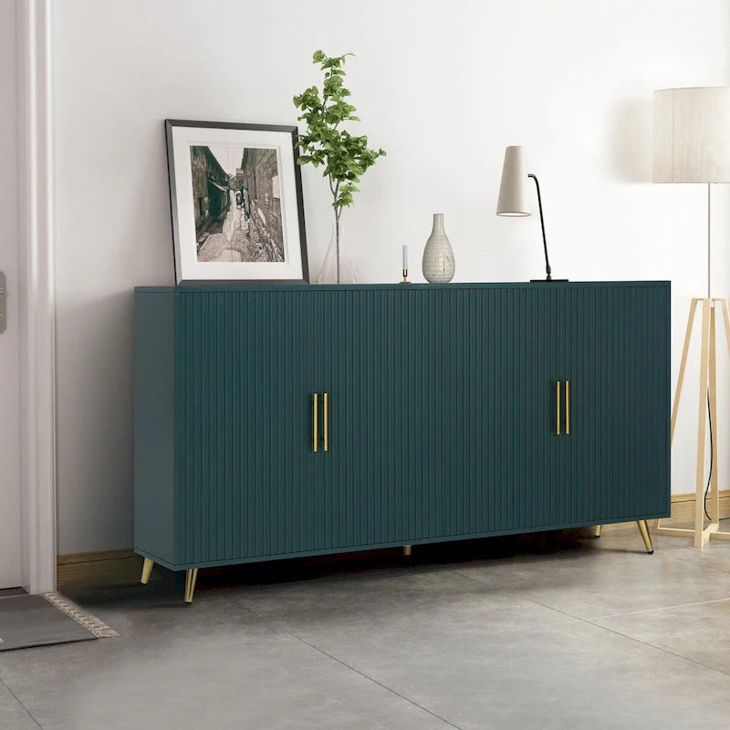 Accent Four Door Wood with Adjustable Shelves Storage Cabinet