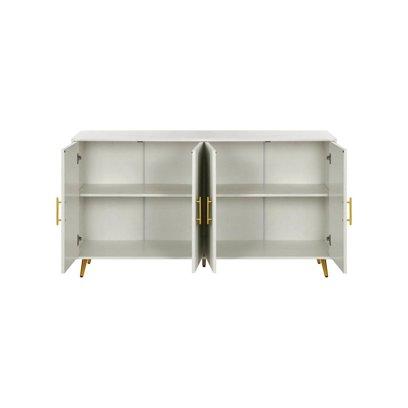 Accent Four Door Wood with Adjustable Shelves Storage Cabinet